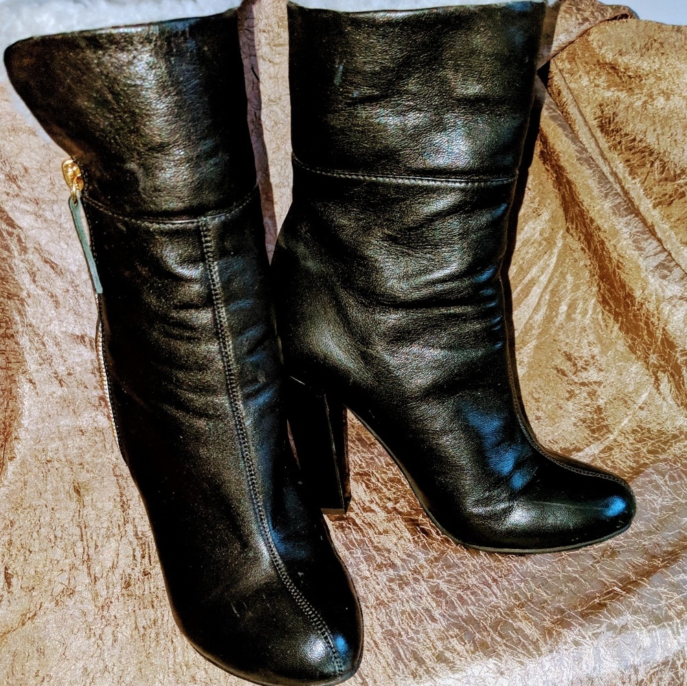 Guiseppe Zanotti Black Mod Leather Boots Shearling